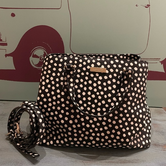 KATE SPADE Black And White Polka Dot Evangeline - Picture 1 of 6